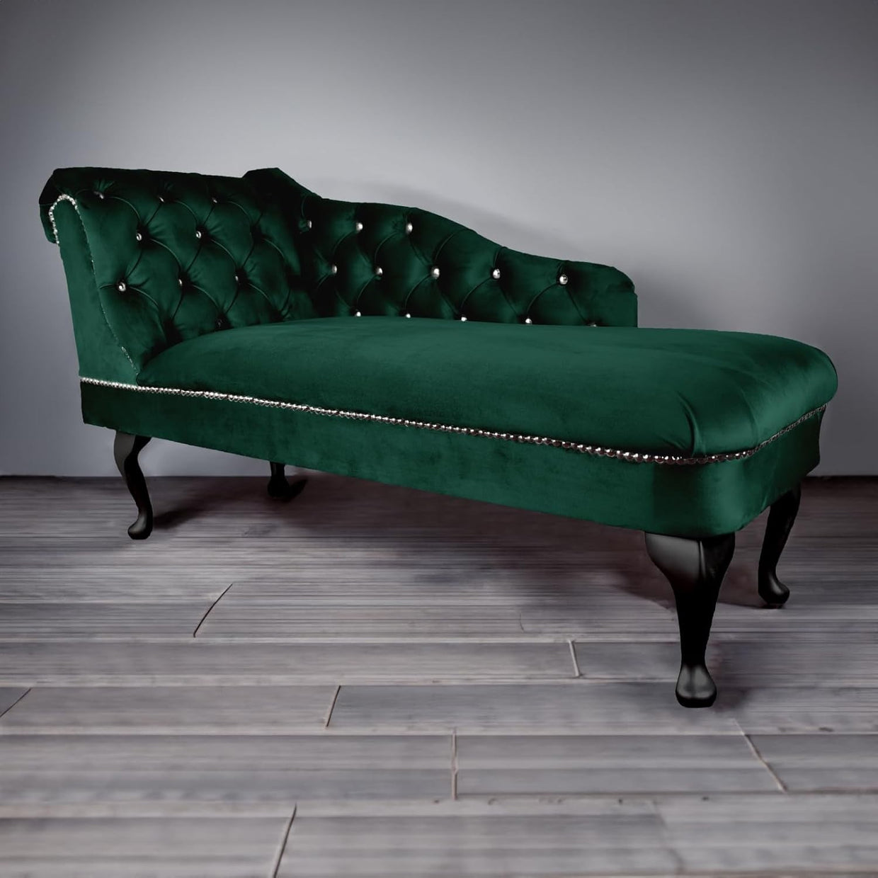 Luxury Velvet Chaise Lounge Chair Left Hand Tufted Sofa 135x54x68cm Jasper. - Kwikley
