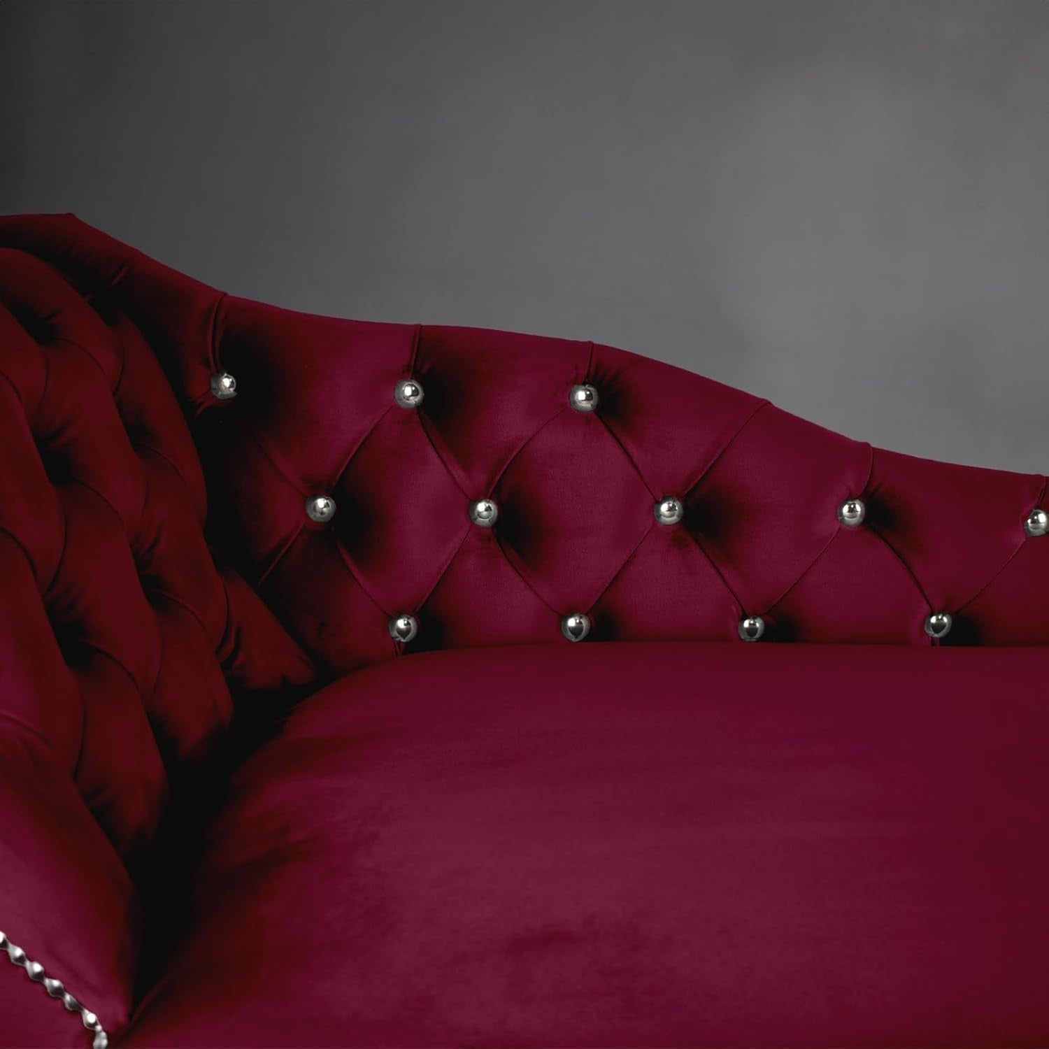 Luxury Velvet Chaise Lounge Chair Left Hand Tufted Sofa 135x54x68cm Winr - Kwikley