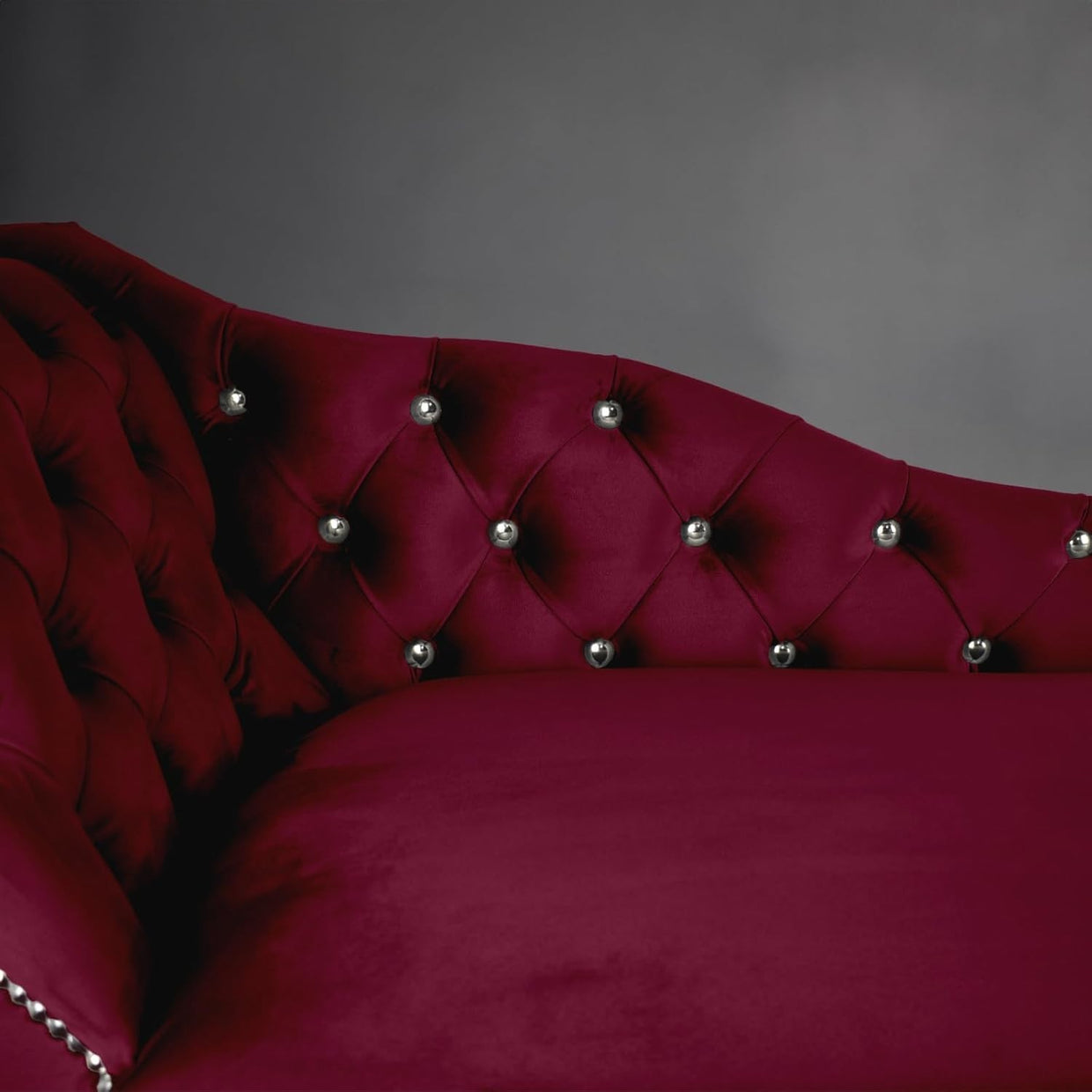 Luxury Velvet Chaise Lounge Chair Left Hand Tufted Sofa 135x54x68cm Winr - Kwikley