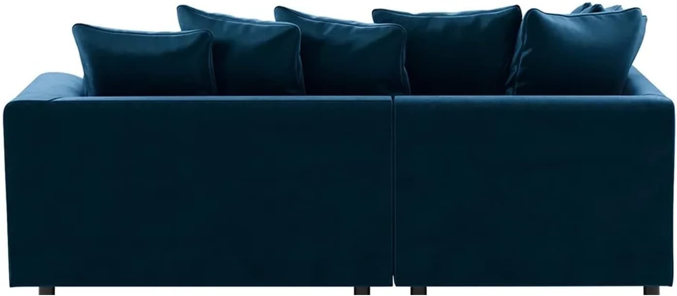 Luxury Velvet Corner Sofa L Shape 4 Seater | Full Foam Cushions | Blue - Kwikley