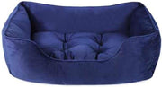 Luxury Velvet Dog Bed Large 71x58cm Plush Square Navy - Kwikley