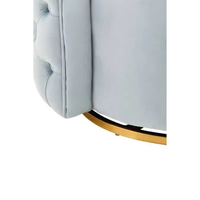 Luxury Velvet Swivel Accent Chair Gold Base | Blue Round Seat Armchair - Kwikley