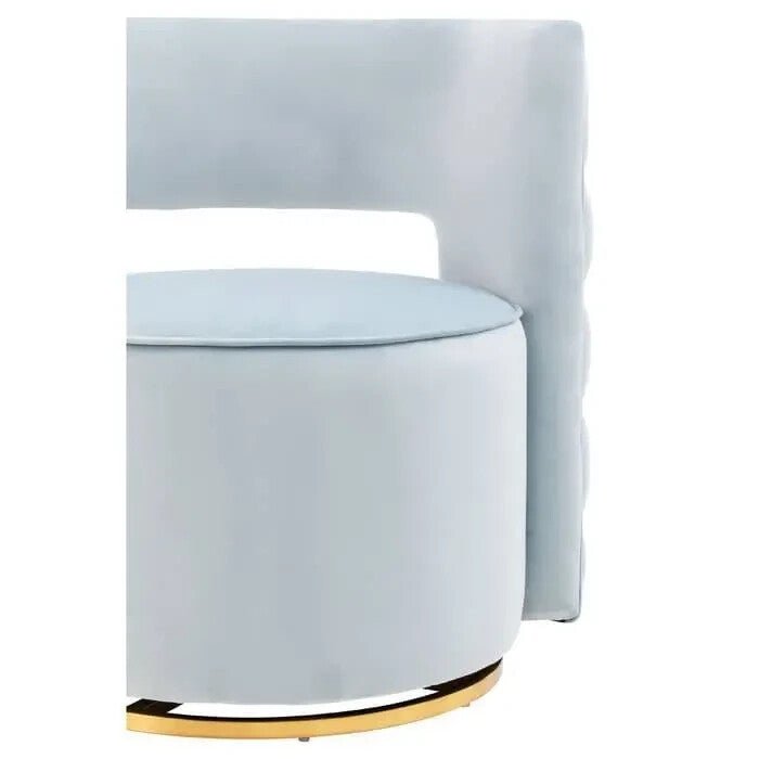 Luxury Velvet Swivel Accent Chair Gold Base | Blue Round Seat Armchair - Kwikley