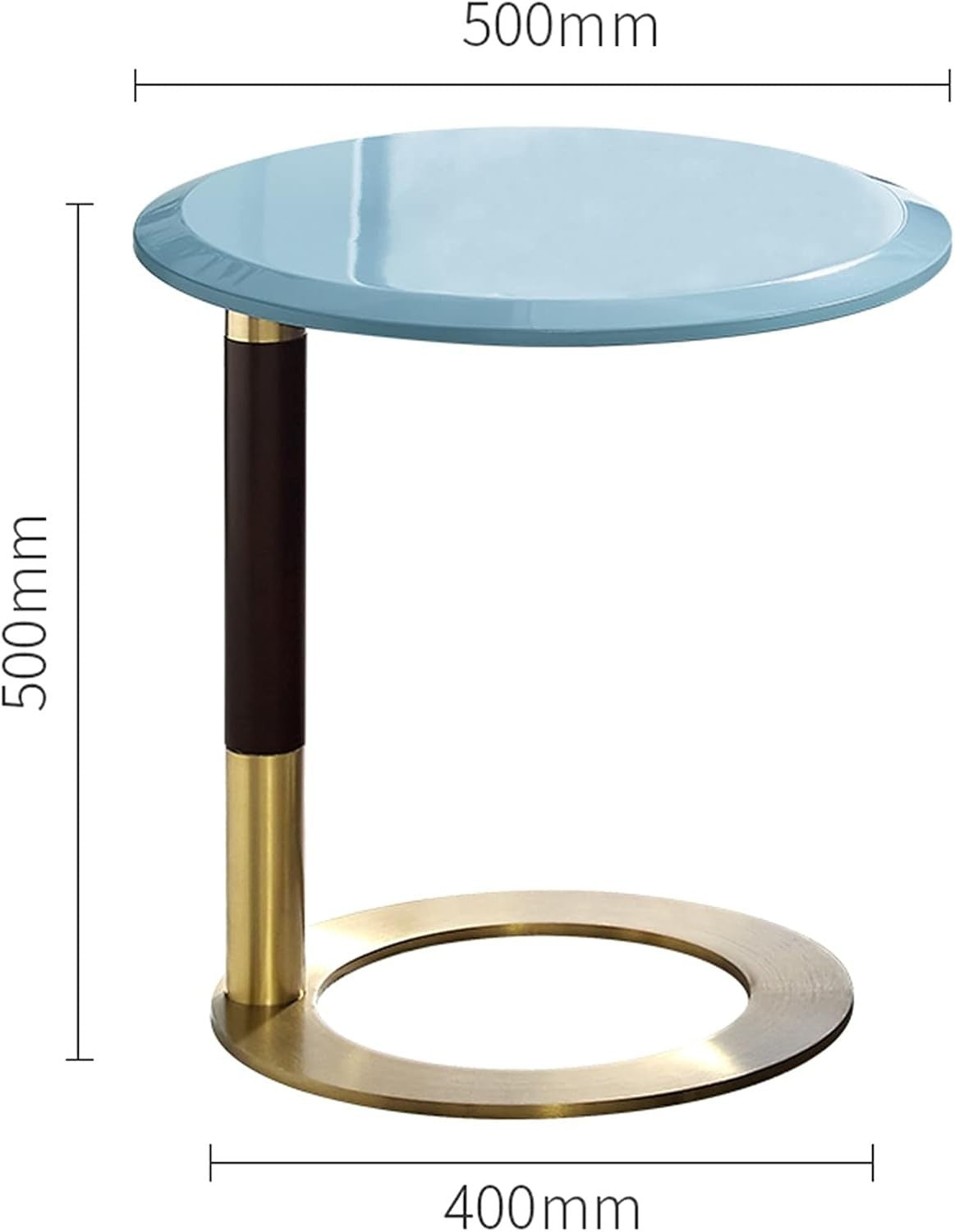 Luxury Walnut Side Table 50x50cm | U - Shape Coffee Sofa Nightstand Blue - Kwikley