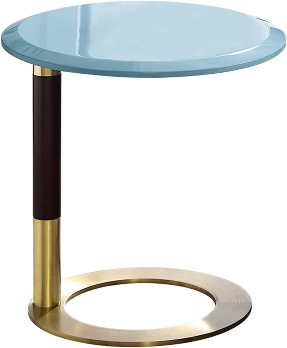 Luxury Walnut Side Table 50x50cm | U - Shape Coffee Sofa Nightstand Blue - Kwikley