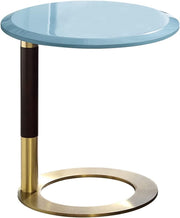 Luxury Walnut Side Table 50x50cm | U - Shape Coffee Sofa Nightstand Blue - Kwikley