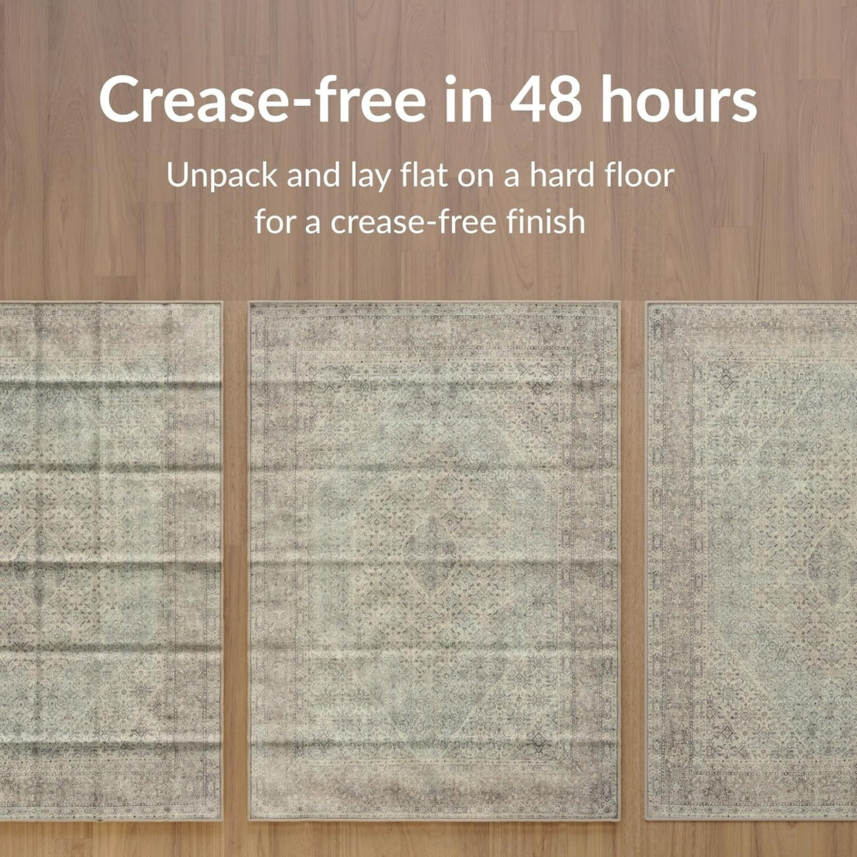 Luxury Washable Rug 200x290cm Non - Slip Soft Vintage Style Area Carpet Beige Sand - Kwikley