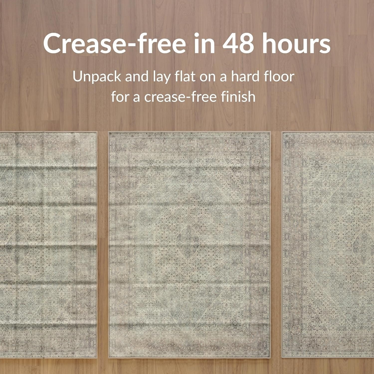Luxury Washable Rug 200x290cm Non - Slip Soft Vintage Style Area Carpet Beige Sand - Kwikley
