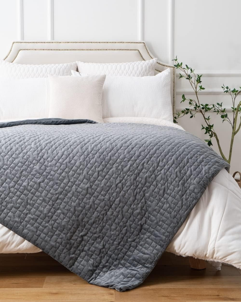 Luxury Weighted Blanket for Adults - Grey - 7kg Double 137x190cm - Stress Relief - Kwikley