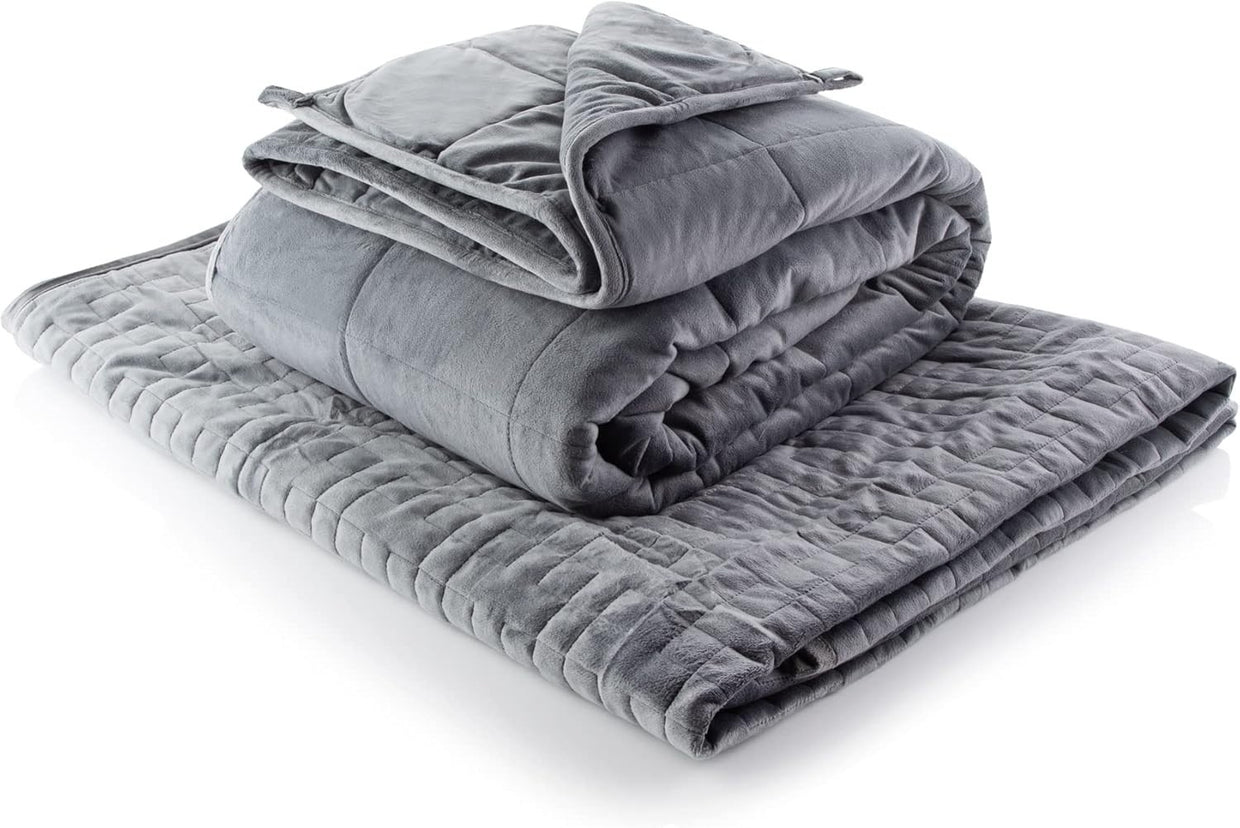 Luxury Weighted Blanket for Adults - Grey - 7kg Double 137x190cm - Stress Relief - Kwikley