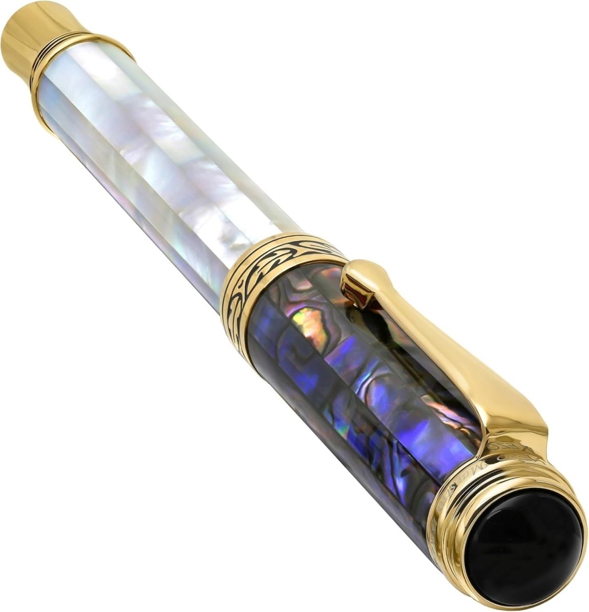 Luxury White Mother of Pearl & Blue Pāua Shell Fountain Pen Fine Nib - Kwikley