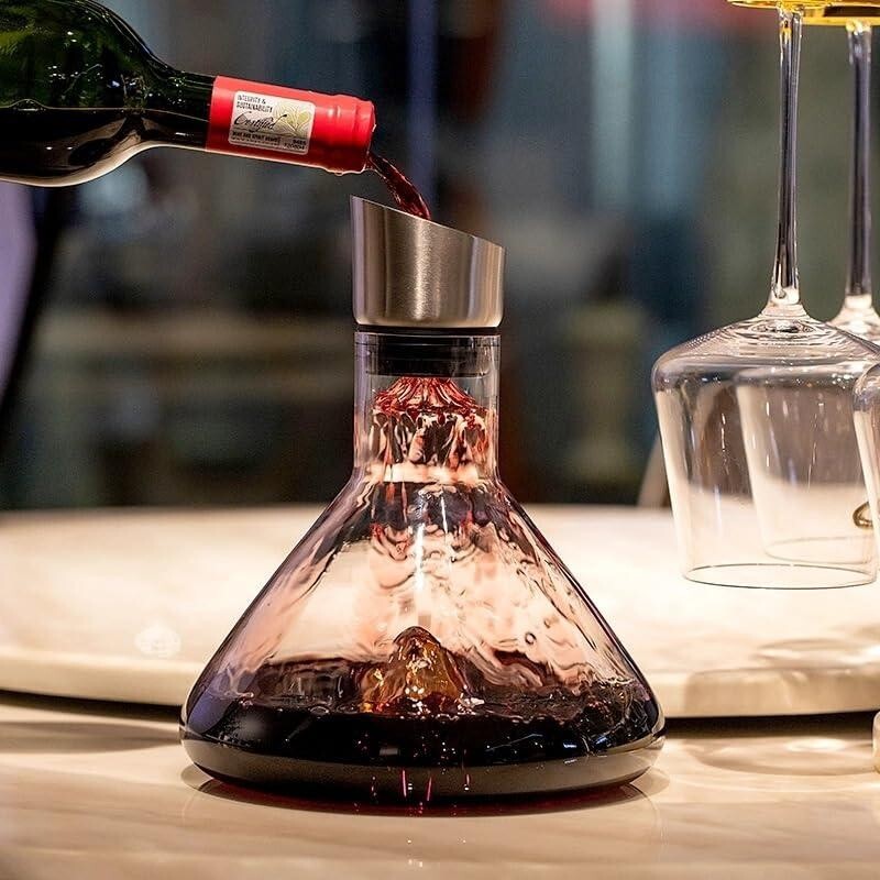 Luxury Wine Decanter Aerator – Lead - Free Crystal Glass with Steel Spout - Kwikley