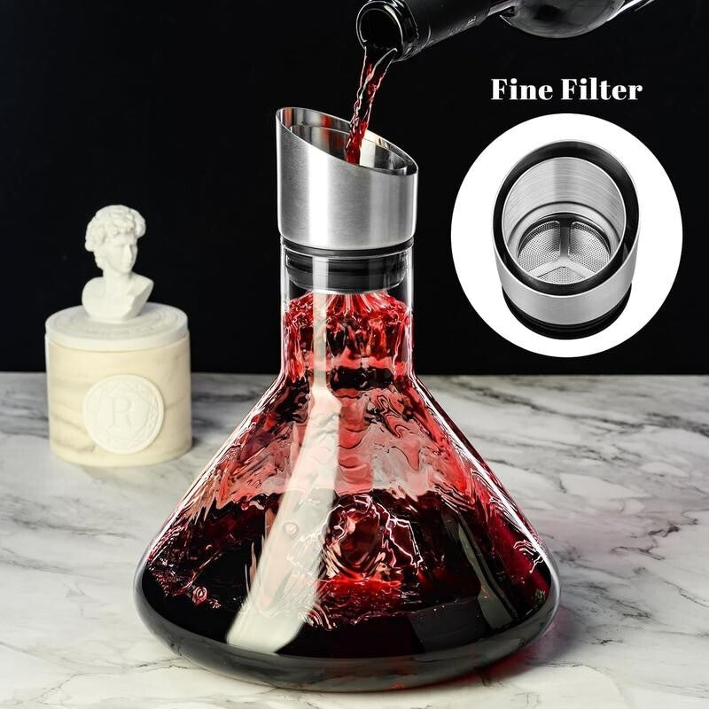 Luxury Wine Decanter Aerator – Lead - Free Crystal Glass with Steel Spout - Kwikley
