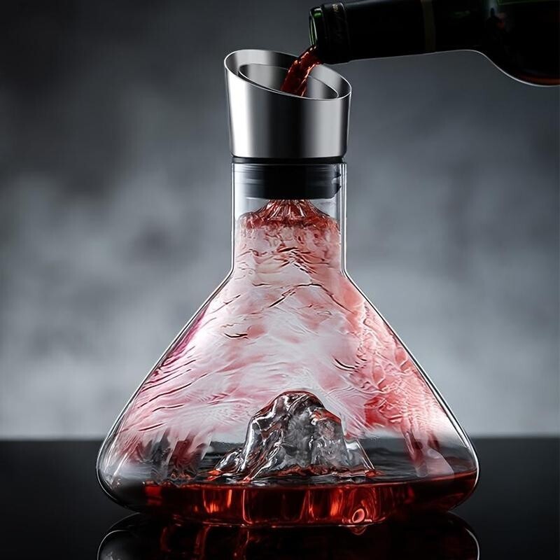 Luxury Wine Decanter Aerator – Lead - Free Crystal Glass with Steel Spout - Kwikley