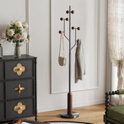 Luxury Wood & Steel Coat Rack 180cm Tree Branch Design Marble Base Stand - Kwikley