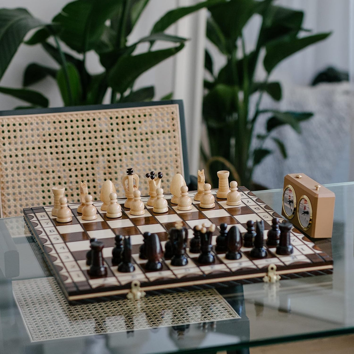 Luxury Wooden Chess Set 44cm • Handcrafted Pieces • Portable Folding Board - Kwikley