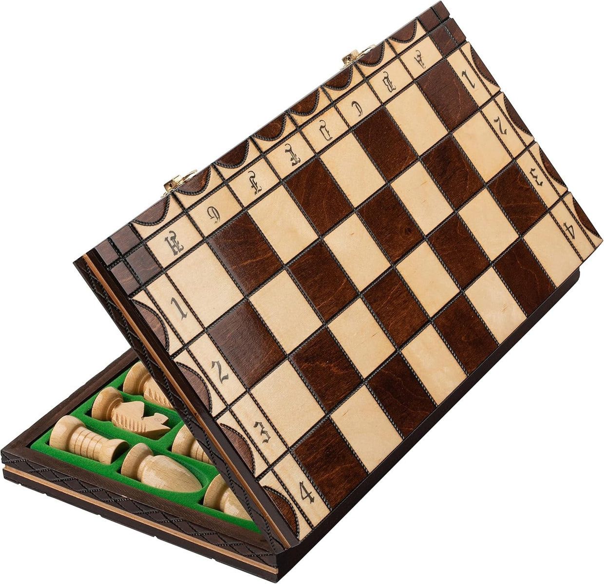 Luxury Wooden Chess Set 44cm • Handcrafted Pieces • Portable Folding Board - Kwikley