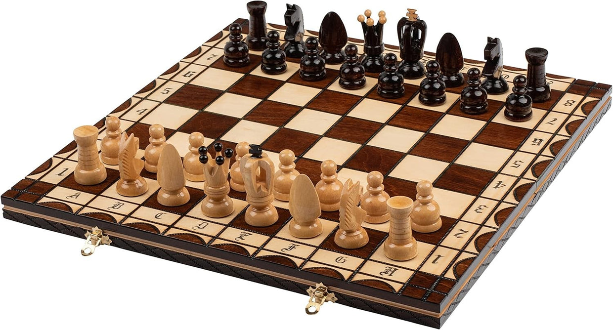 Luxury Wooden Chess Set 44cm • Handcrafted Pieces • Portable Folding Board - Kwikley
