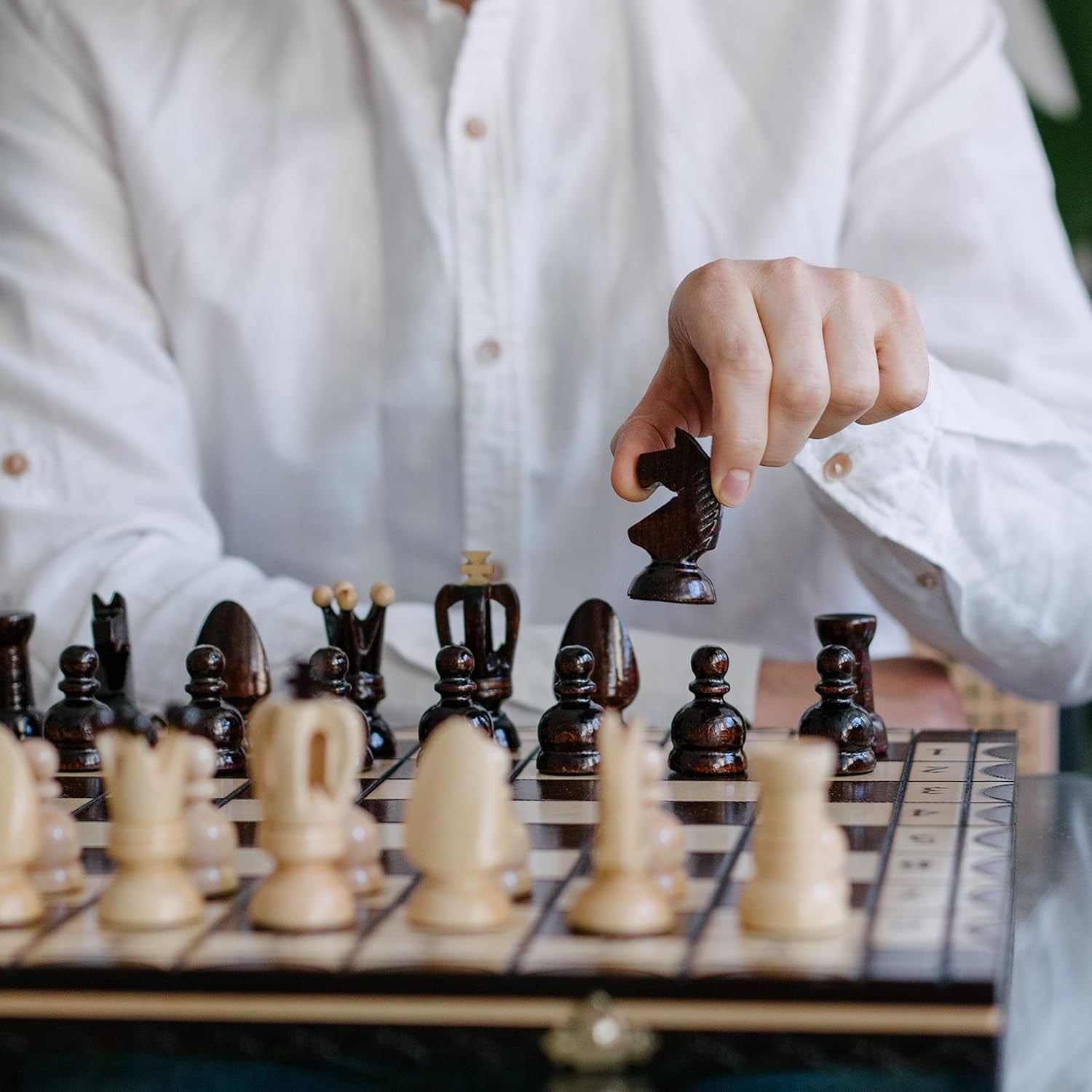 Luxury Wooden Chess Set 44cm • Handcrafted Pieces • Portable Folding Board - Kwikley