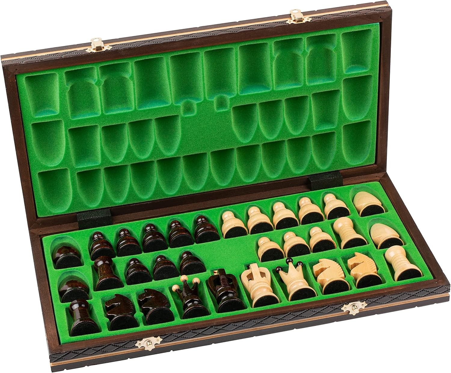 Luxury Wooden Chess Set 44cm • Handcrafted Pieces • Portable Folding Board - Kwikley