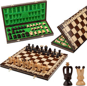 Luxury Wooden Chess Set 44cm • Handcrafted Pieces • Portable Folding Board - Kwikley
