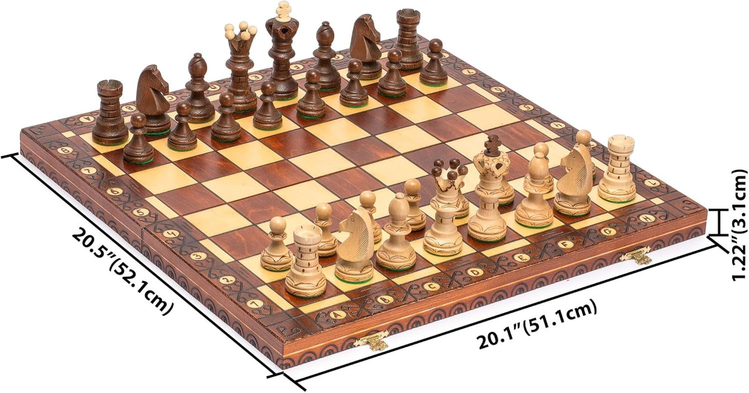 Luxury Wooden Chess Set 55cm Folding Board Handcrafted Large Chess Pieces - Kwikley