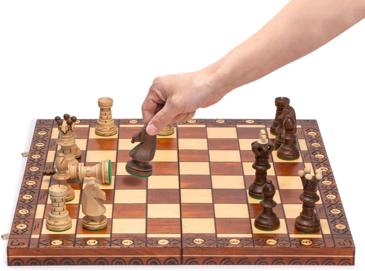 Luxury Wooden Chess Set 55cm Folding Board Handcrafted Large Chess Pieces - Kwikley
