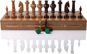 Luxury Wooden Chess Set 65cm • Hand - Carved Pieces • Foldable Board • Deluxe Gift - Kwikley