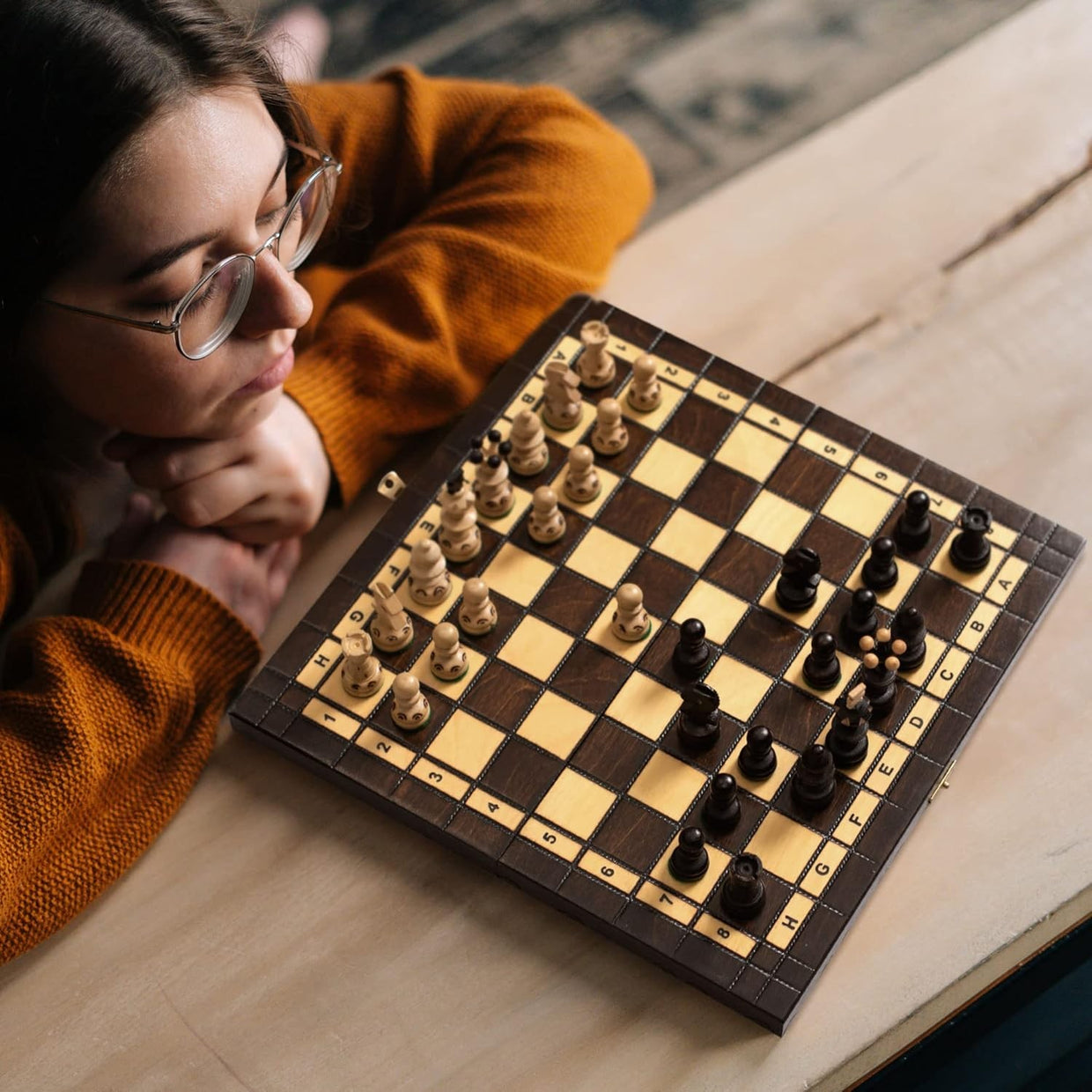 Luxury Wooden Chess Set Medium Size • Handcrafted Pieces • Folding Board Gift - Kwikley