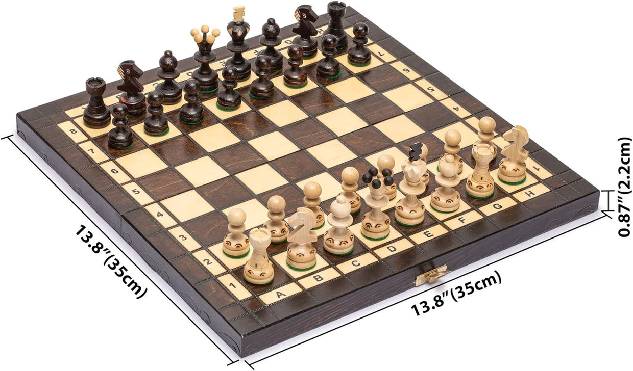 Luxury Wooden Chess Set Medium Size • Handcrafted Pieces • Folding Board Gift - Kwikley