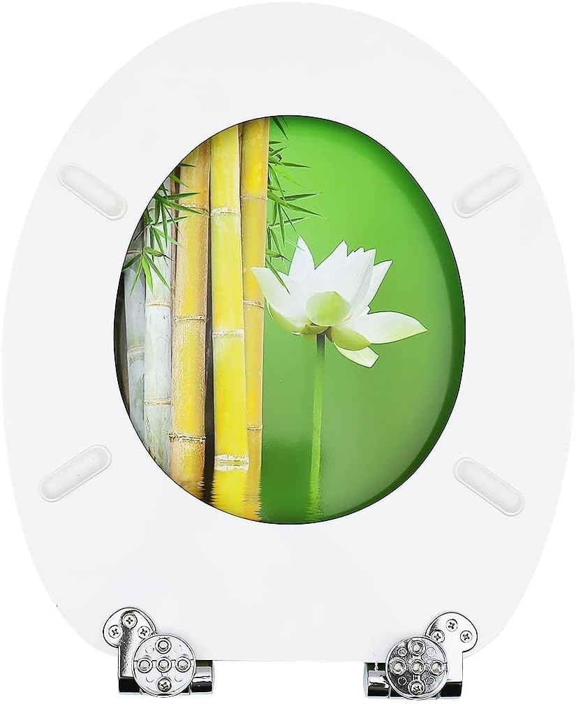 Luxury Wooden Soft Close Toilet Seat MDF Durable O Shape 43.5x37.5cm - Kwikley