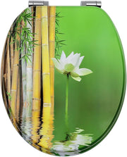 Luxury Wooden Soft Close Toilet Seat MDF Durable O Shape 43.5x37.5cm - Kwikley