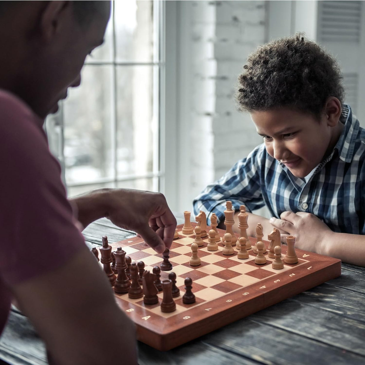 Luxury Wooden Staunton Chess Set 7.7cm Kings Classic Folding Board - Kwikley