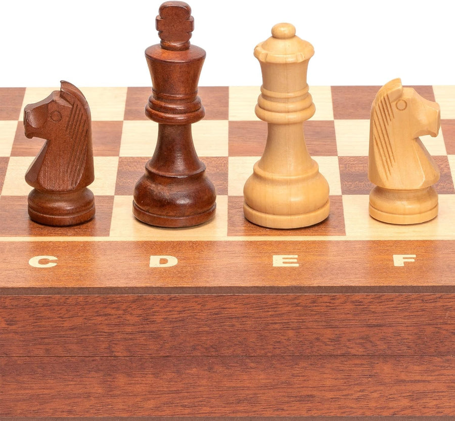 Luxury Wooden Staunton Chess Set 7.7cm Kings Classic Folding Board - Kwikley