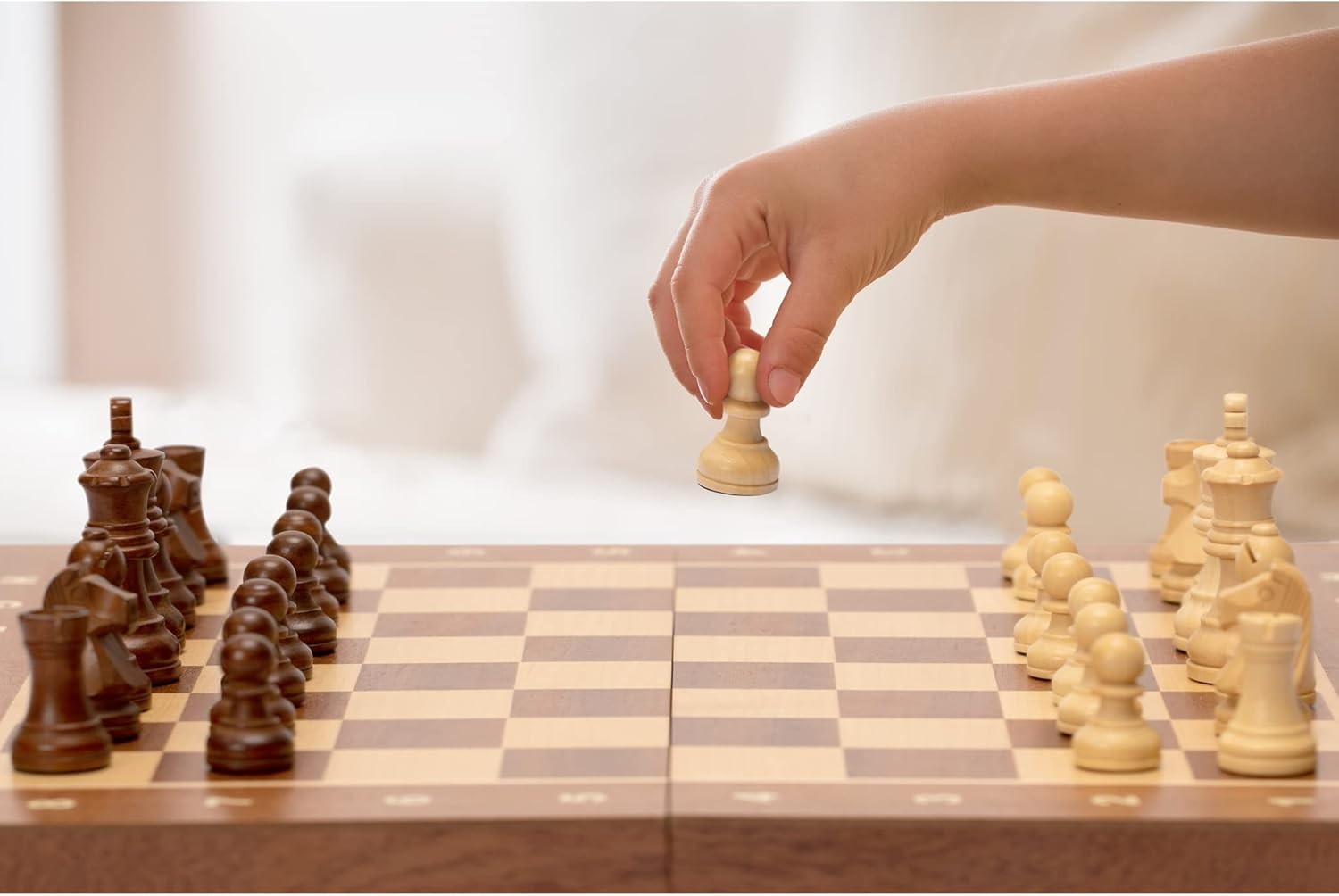 Luxury Wooden Staunton Chess Set 7.7cm Kings Classic Folding Board - Kwikley