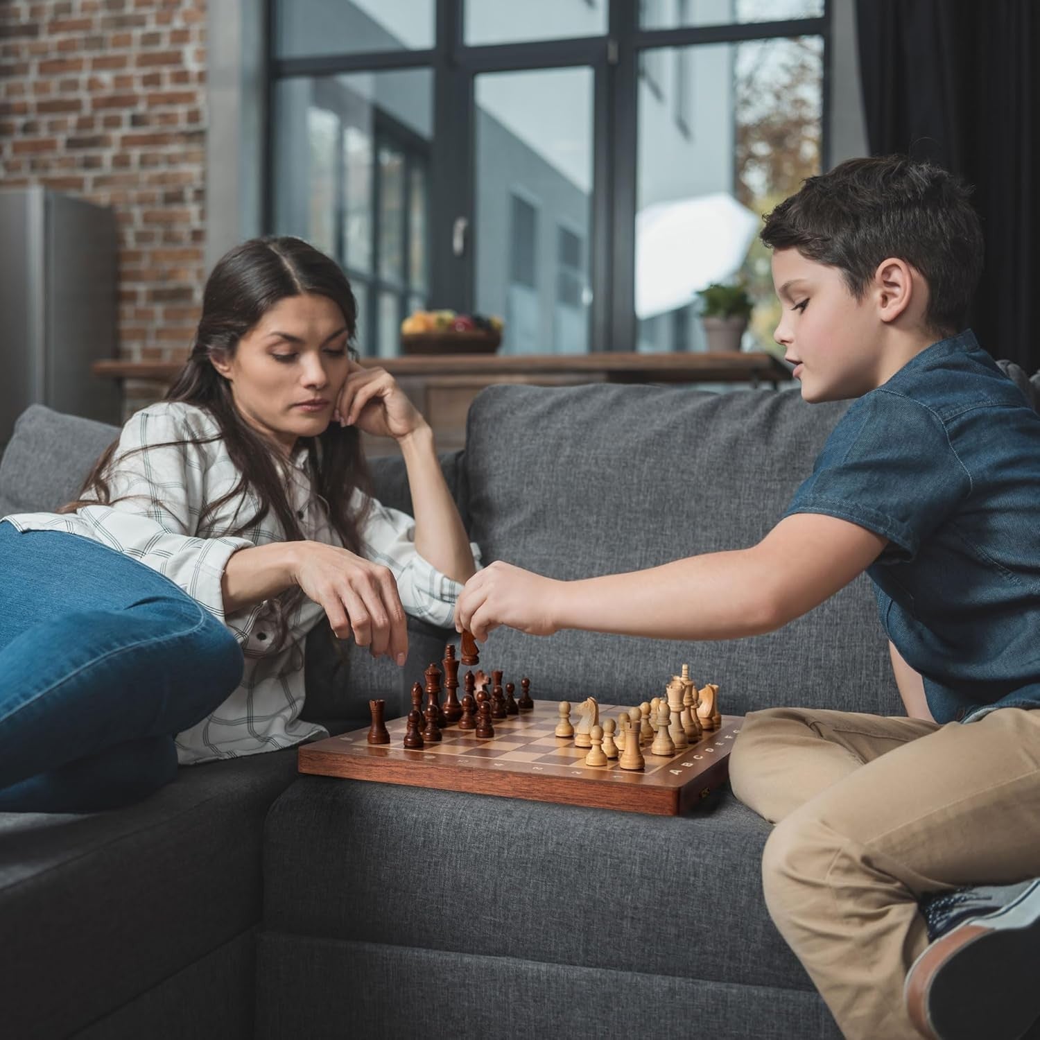 Luxury Wooden Staunton Chess Set 7.7cm Kings Classic Folding Board Game - Kwikley