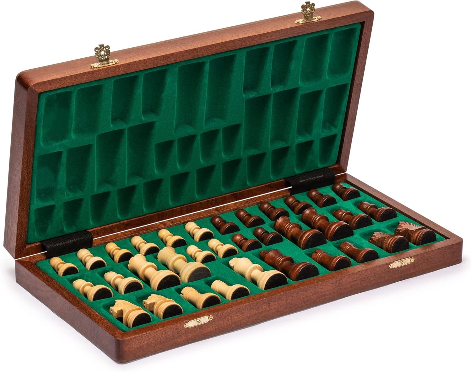 Luxury Wooden Staunton Chess Set 7.7cm Kings Classic Folding Board Game - Kwikley