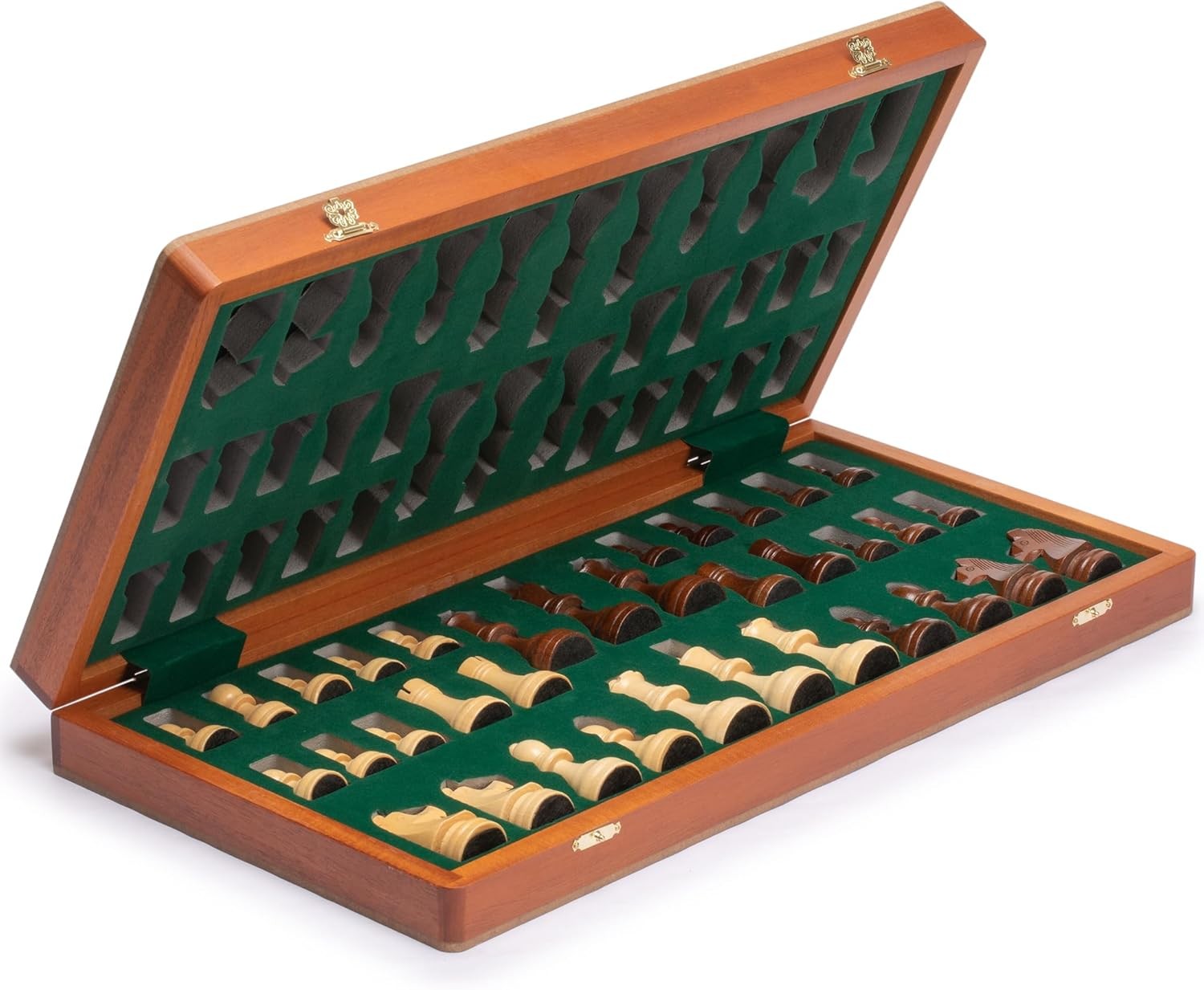 Luxury Wooden Staunton Chess Set 99mm Kings Classic Folding Board Game - Kwikley