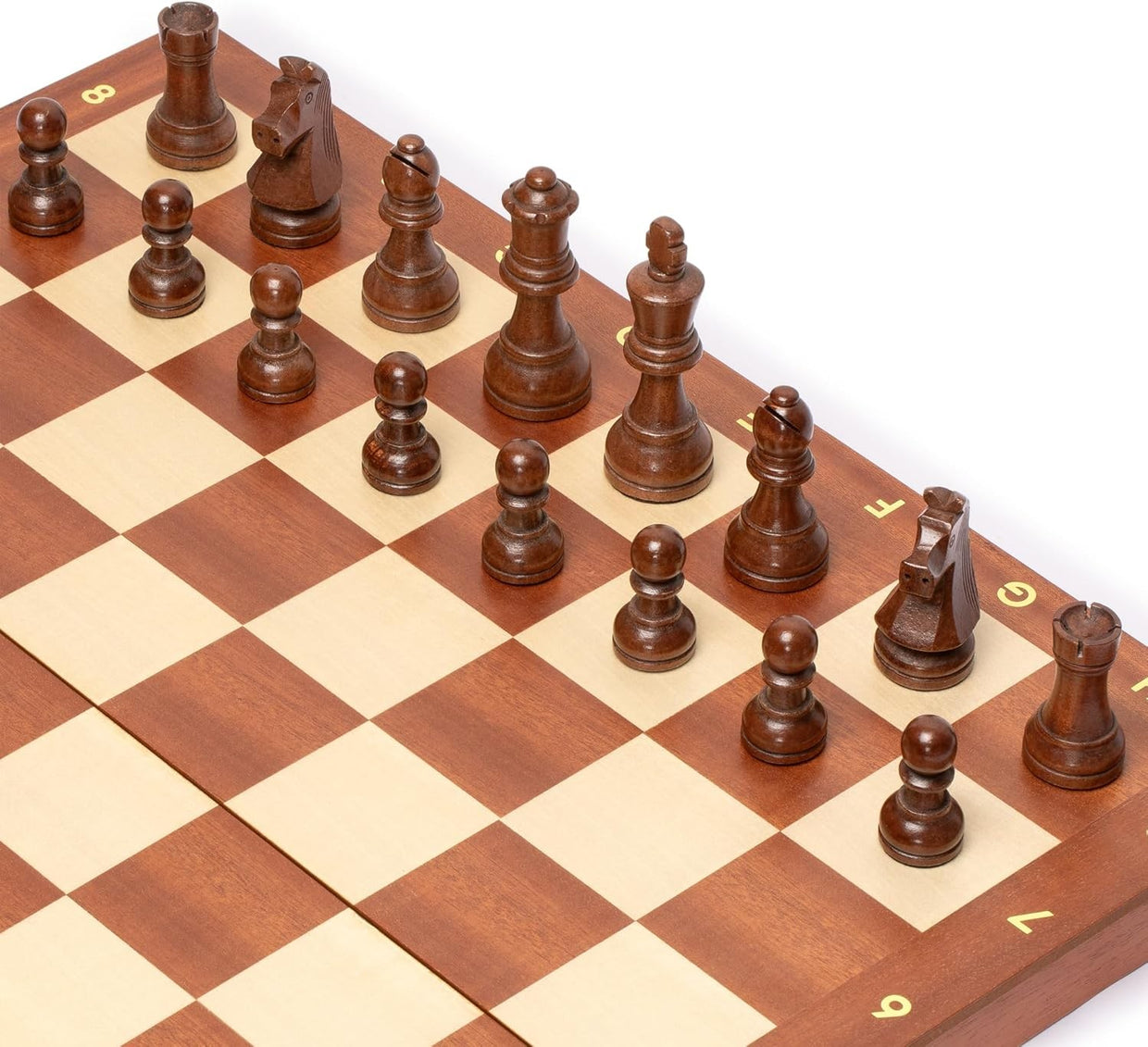 Luxury Wooden Staunton Chess Set 99mm Kings Classic Folding Board Game - Kwikley