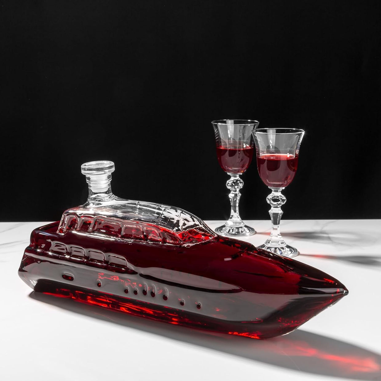 Luxury Yacht Whiskey Decanter 1000ml Glass Boat - Shaped Liquor Bottle Gift - Kwikley