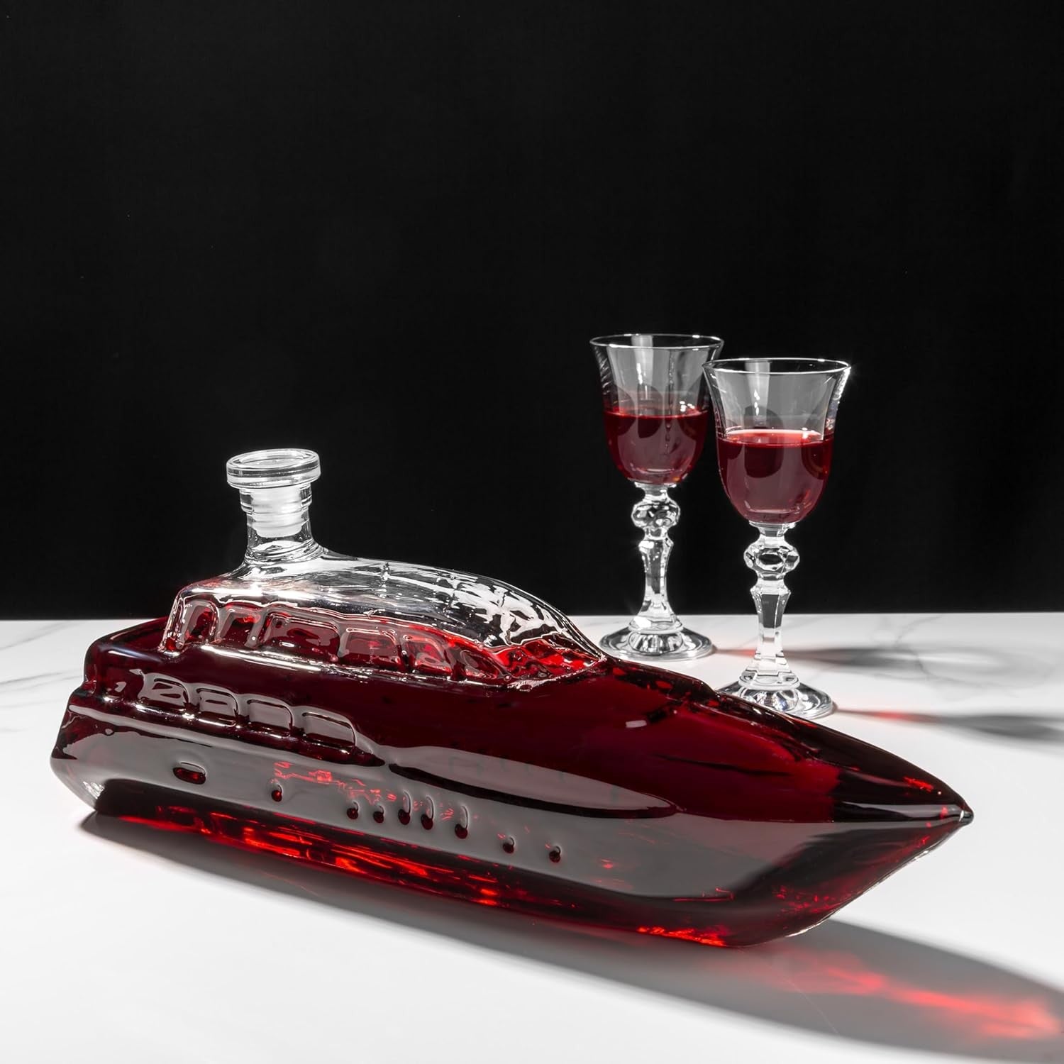Luxury Yacht Whiskey Decanter 1000ml Glass Boat - Shaped Liquor Bottle Gift - Kwikley