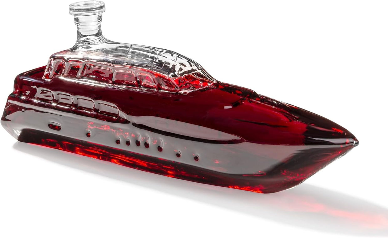 Luxury Yacht Whiskey Decanter 1000ml Glass Boat - Shaped Liquor Bottle Gift - Kwikley