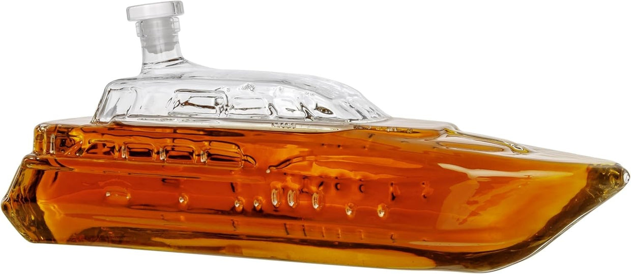 Luxury Yacht Whiskey Decanter 1000ml Glass Boat - Shaped Liquor Bottle Gift - Kwikley