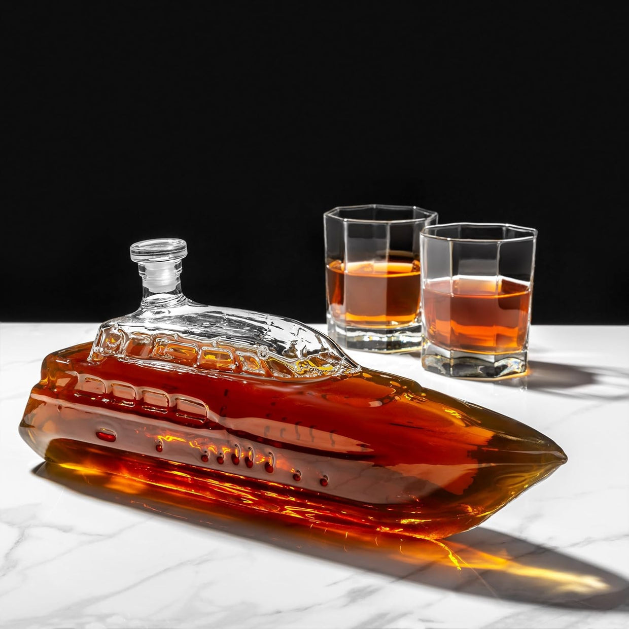 Luxury Yacht Whiskey Decanter 1000ml Glass Boat - Shaped Liquor Bottle Gift - Kwikley
