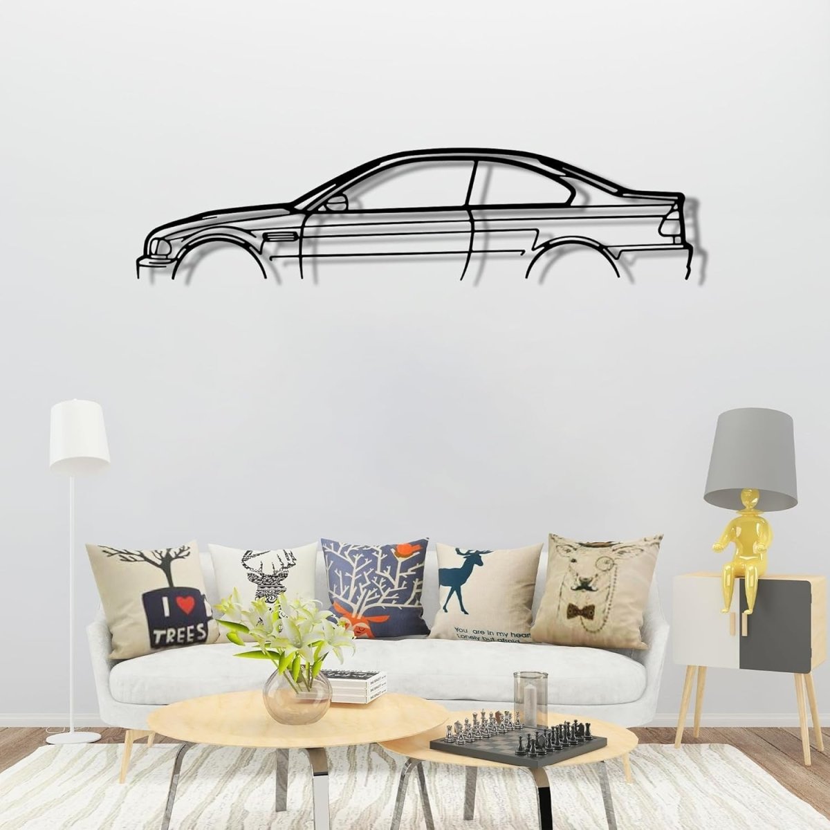 mabi automotive parts Bmw E46 M3 Silhouette Metal Car Wall Art, Sports Car, Auto - Kwikley