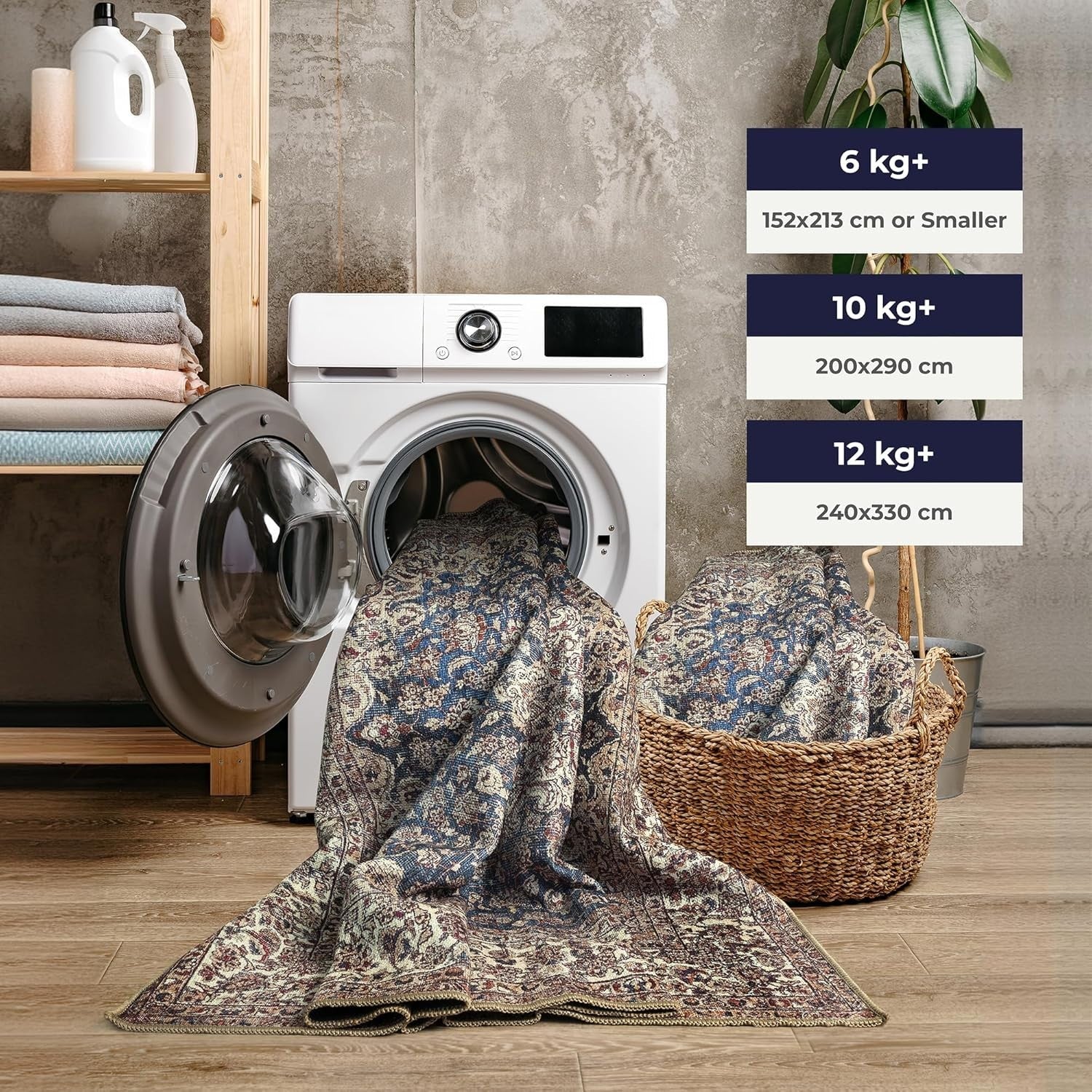 Machine Washable Rug 152x213cm Non - Slip Short Pile Vintage Area Carpet Home - Kwikley