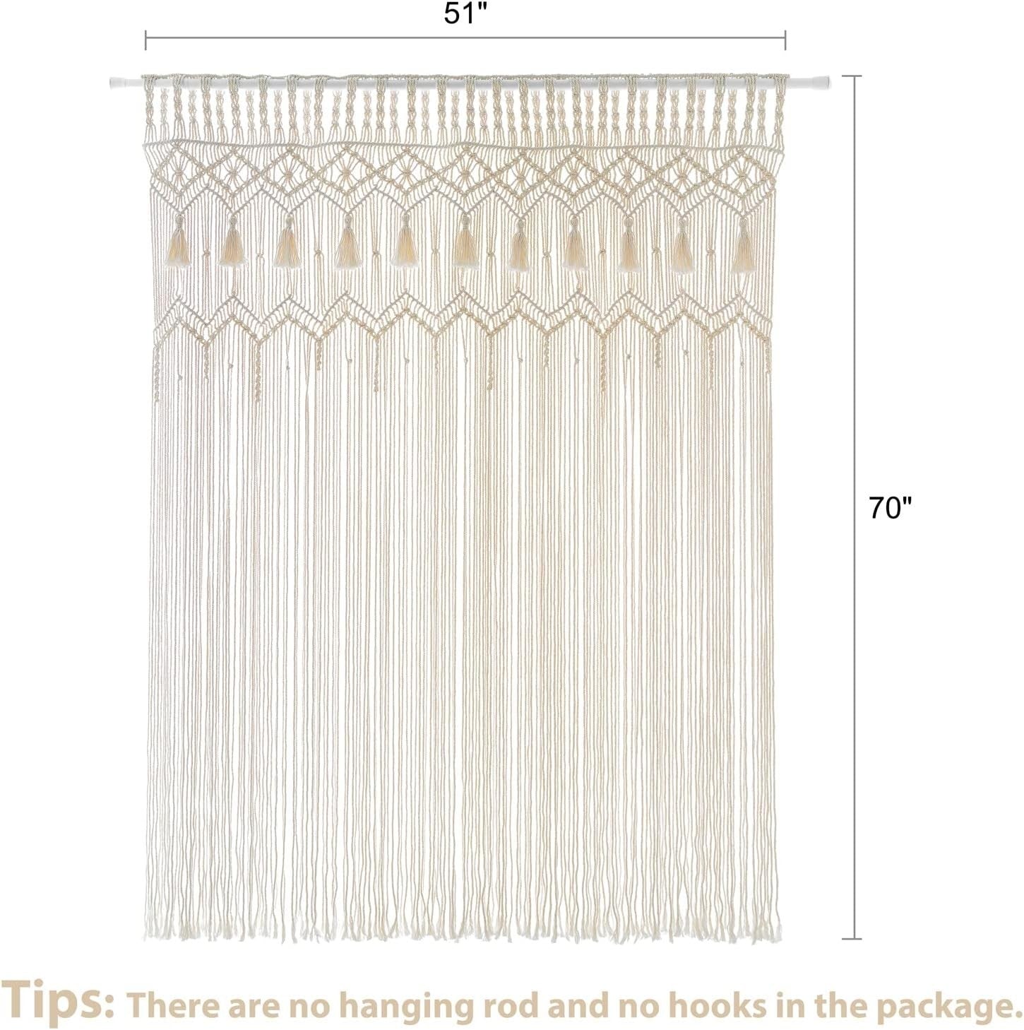 Macrame Wall Hanging Curtain 52x71" Boho Window Decor - Kwikley