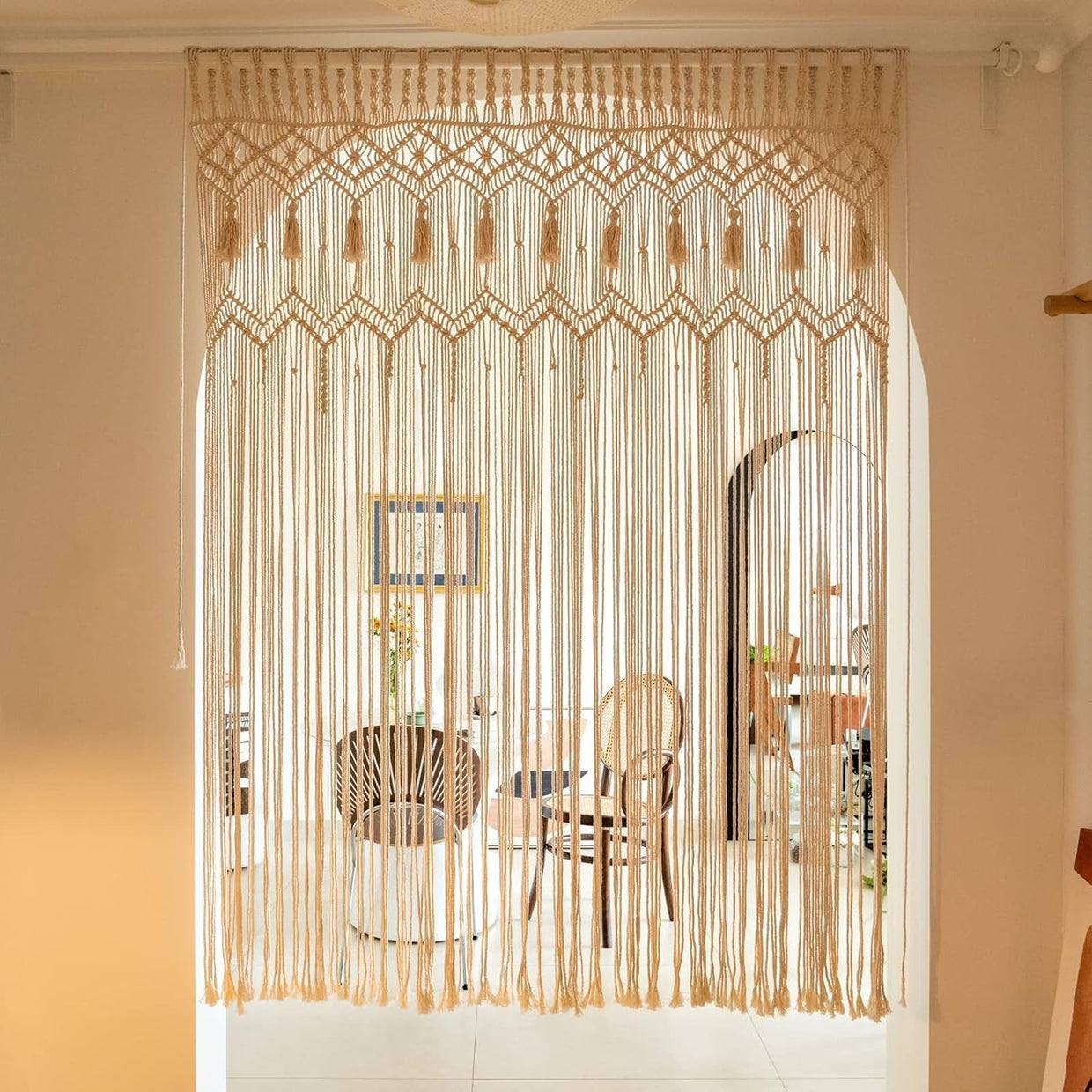 Macrame Wall Hanging Curtain 52x71" Boho Window Decor - Kwikley