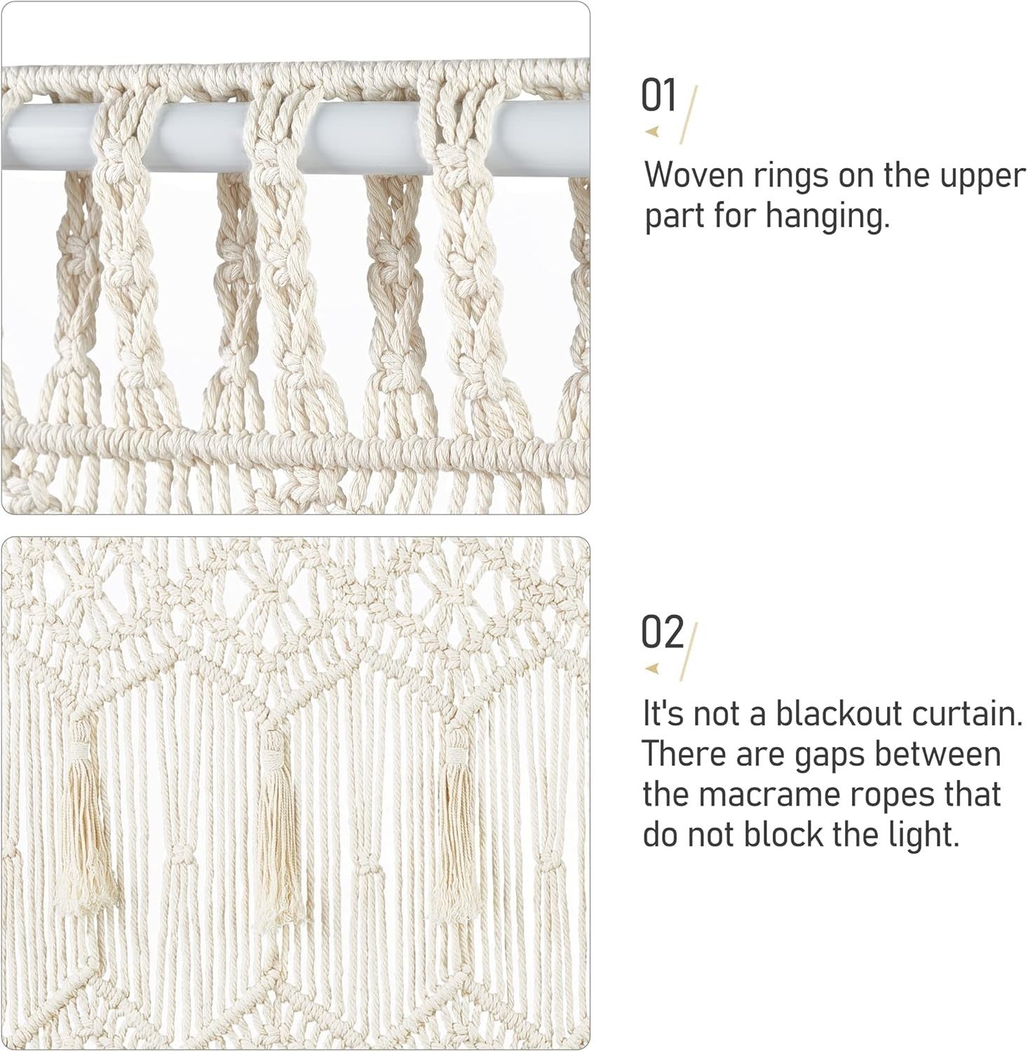 Macrame Wall Hanging Curtain 52x71" Boho Window Decor - Kwikley