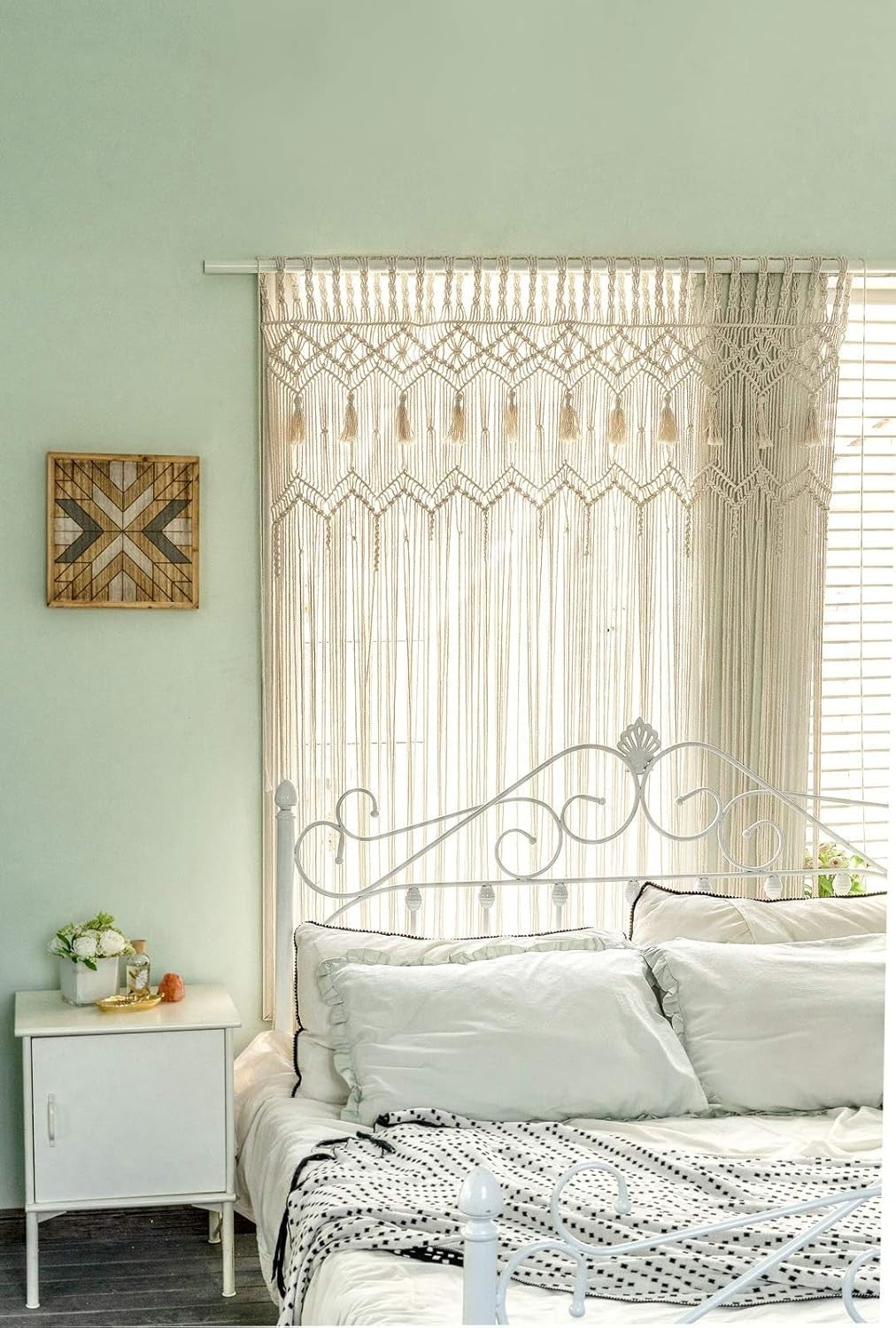 Macrame Wall Hanging Curtain 52x71" Boho Window Decor - Kwikley